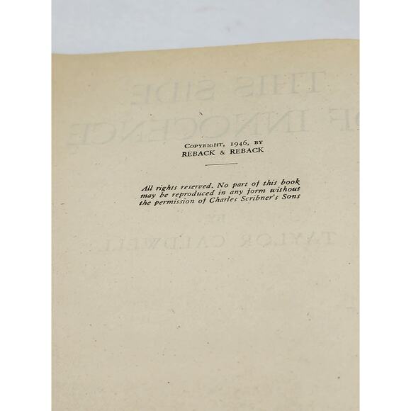 This Side Of Innocence By Taylor Caldwell Historical Romance Vintage 1947 - Picture 7 of 9